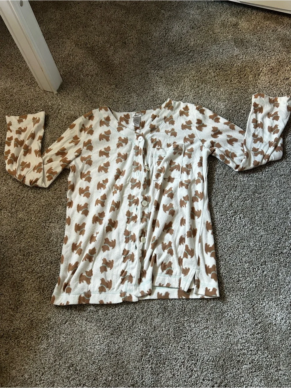 Aeropostale Cream and Brown Kids Pajama Top with Squirrel Print